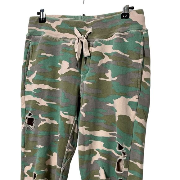 NSF Sayde Camo Joggers Distressed Sweatpants Green Women’s Size Small Cotton - Picture 3 of 14